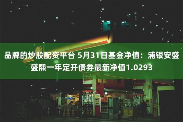 品牌的炒股配资平台 5月31日基金净值：浦银安盛盛熙一年定开债券最新净值1.0293